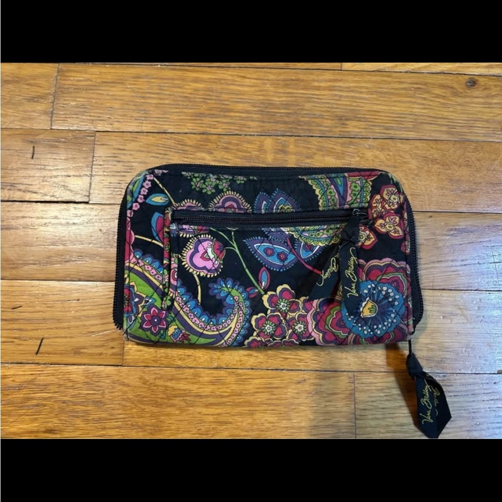 Vera Bradley Black and Pink Paisley Wristlet